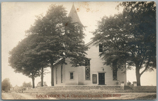 LOCKTOWN NJ CHRISTIAN CHURCH ANTIQUE REAL PHOTO POSTCARD RPPC