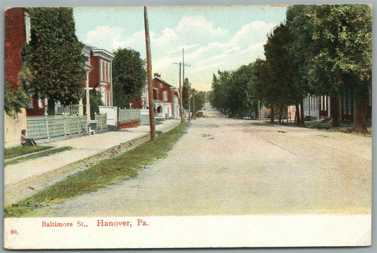 HANOVER PA BALTIMORE STREET ANTIQUE POSTCARD