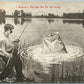 EXAGGERATED FISHING 1912 ANTIQUE POSTCARD I HOOKED A BIG ONE