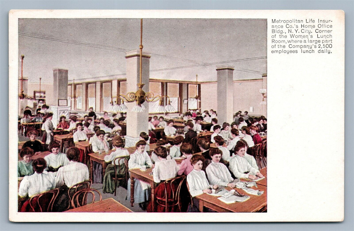 METROPOLITAN LIFE INSURANCE COMPANY LUNCH ROOM ADVERTISING NY ANTIQUE POSTCARD
