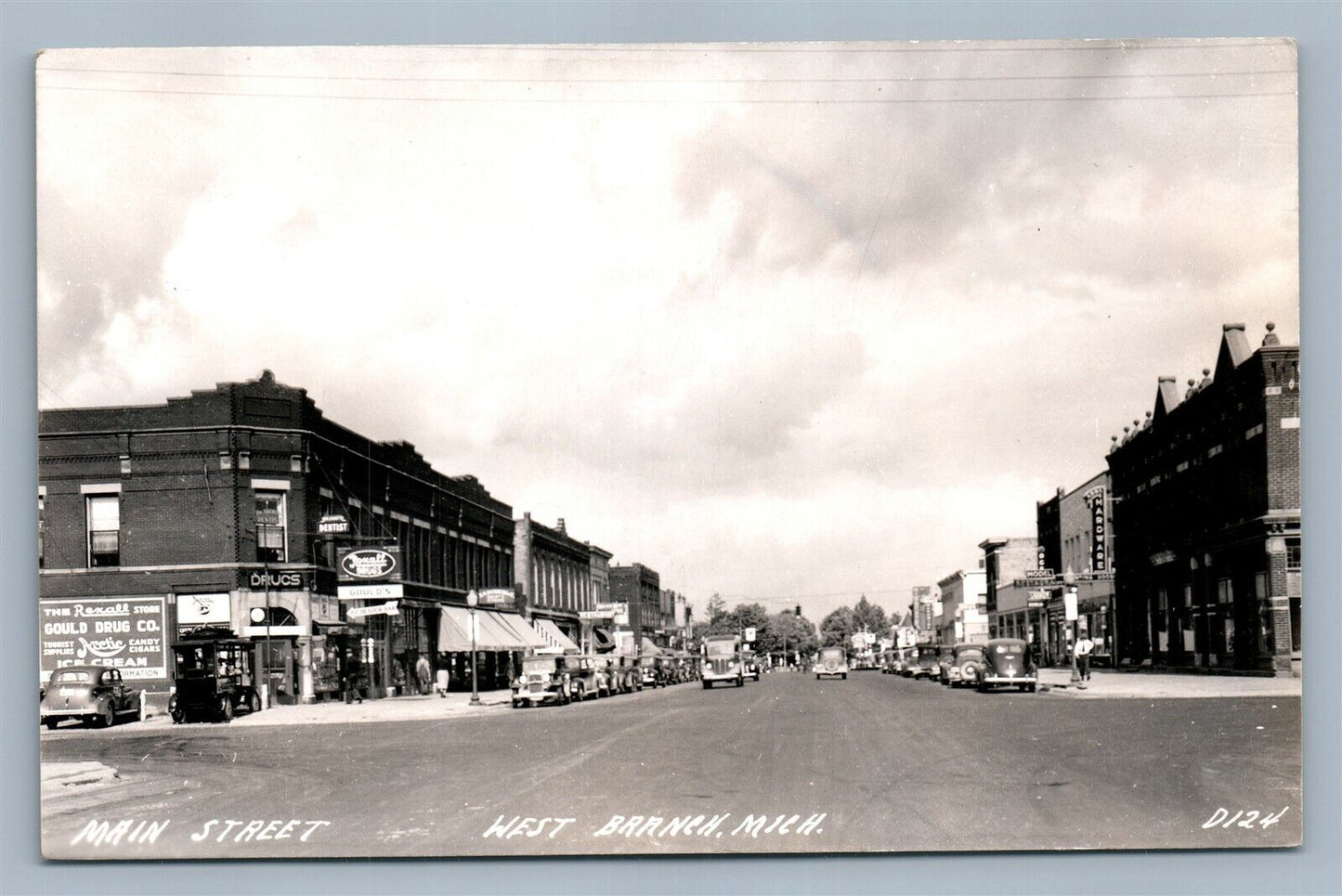 WEST BRANCH MI MAIN STREET VINTAGE REAL PHOTO POSTCARD RPPC