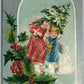 KIDS w/ CHRISTMAS TREE NEW YEAR ANTIQUE POSTCARD