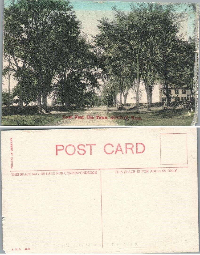 ROAD NEAR THE TOWN SUTTON MA ANTIQUE POSTCARD