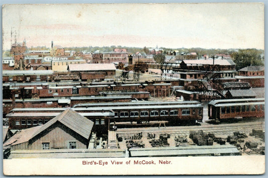 McCOOK NE BIRDS EYE VIEW ANTIQUE POSTCARD