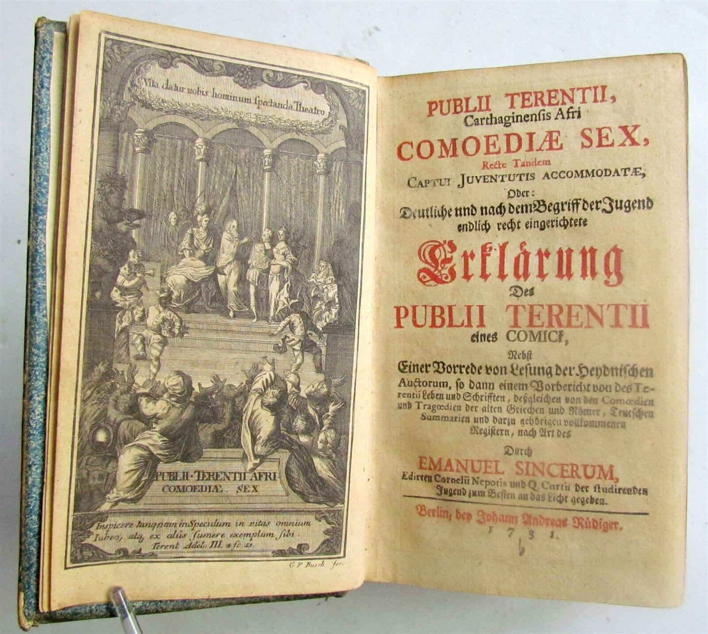 1731 TERENCE PLAYS in GERMAN antique Comoediae Sex