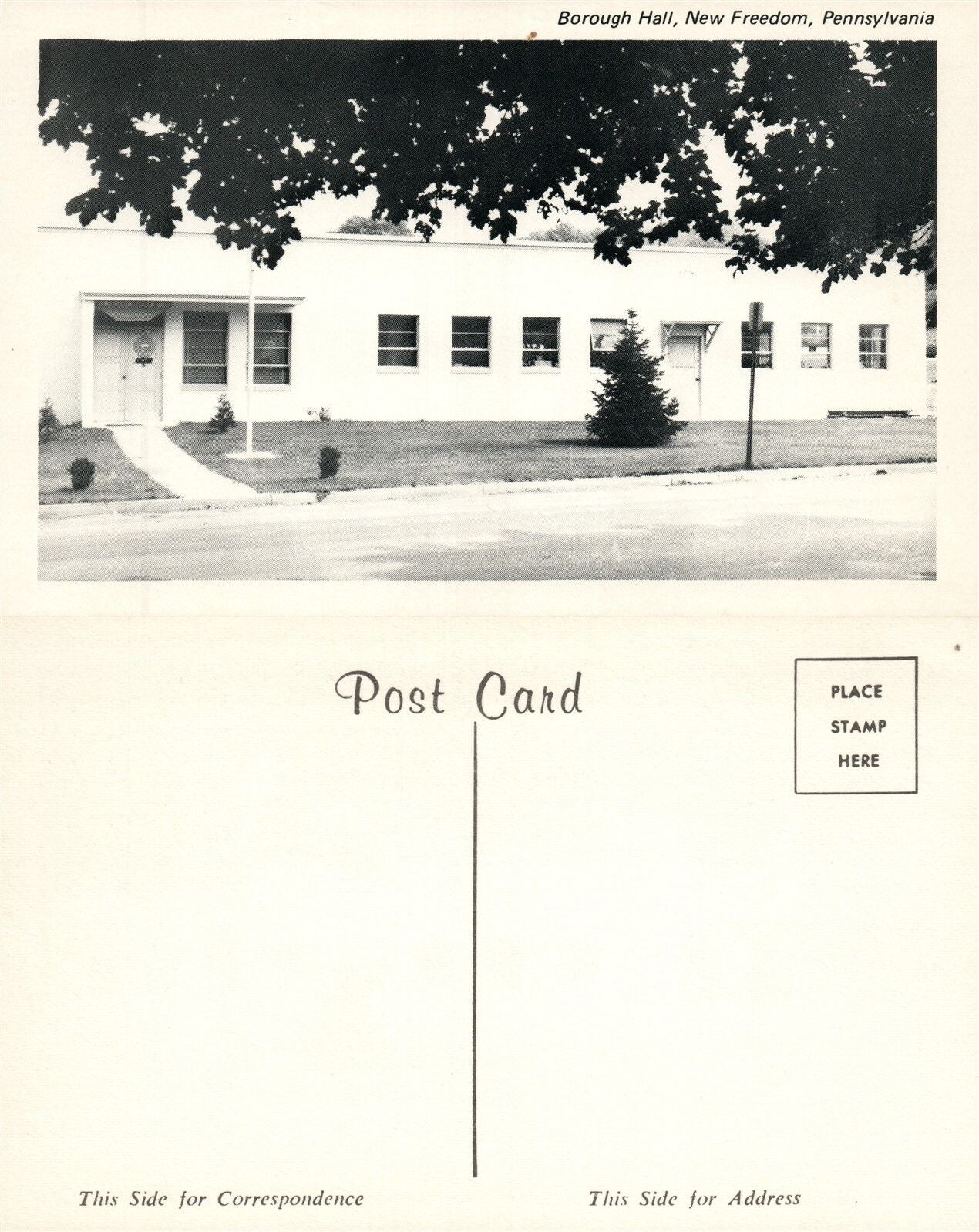 NEW FREEDOM PA BOROUGH HALL VINTAGE POSTCARD