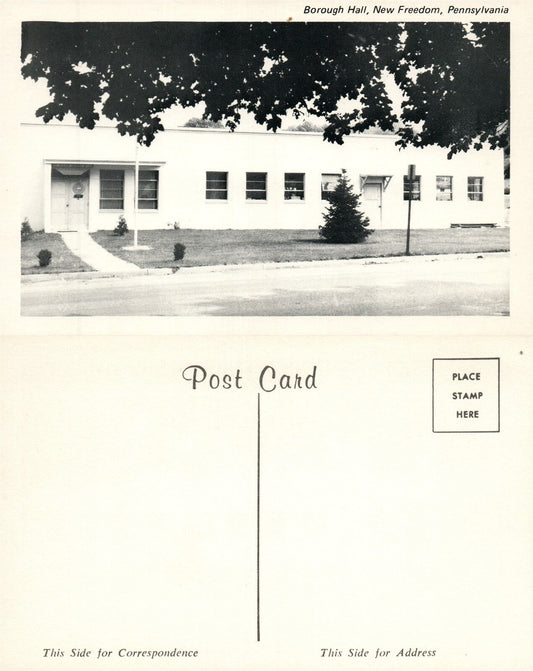 NEW FREEDOM PA BOROUGH HALL VINTAGE POSTCARD