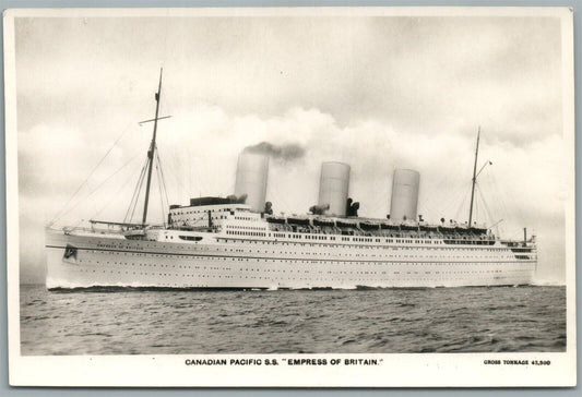 STEAMSHIP EMPRESS OF BRITAIN CANADIAN PACIFIC VINTAGE REAL PHOTO POSTCARD RPPC