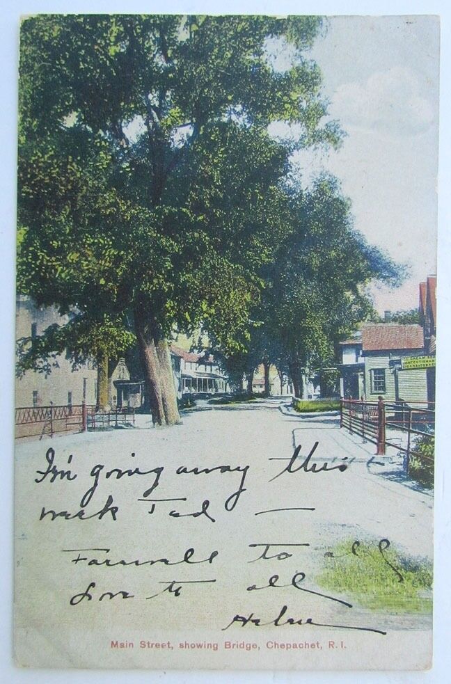 VINTAGE 1907 POSTCARD MAIN STREET SHOWING BRIDGE CHEPACHET RI RHODE ISLAND