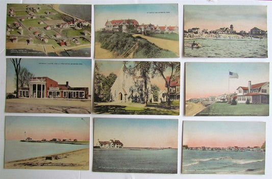 SAYBROOK CT LOT OF 9 ANTIQUE POSTCARDS