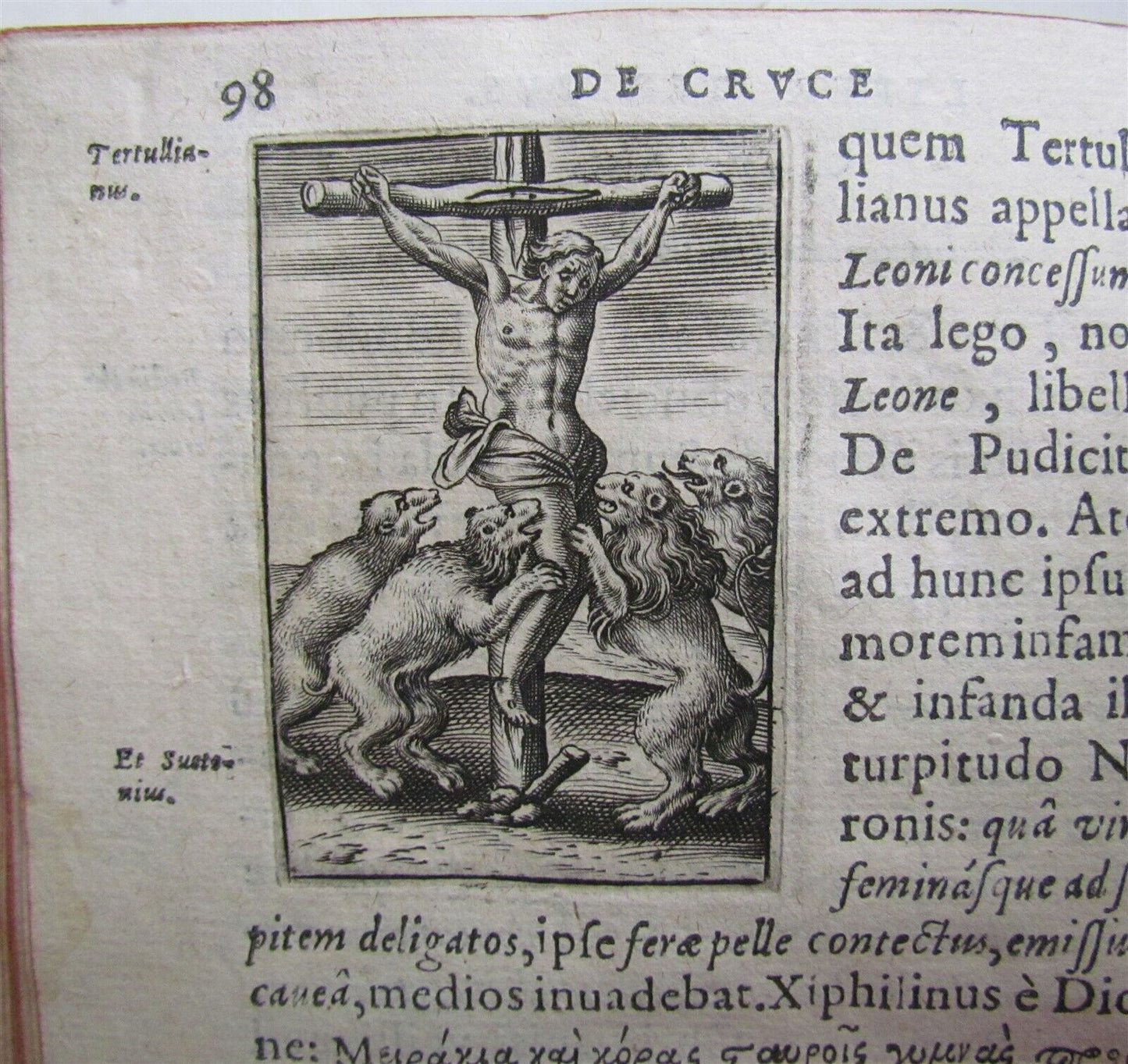 1602 DE CRUCE LIBRI TRES by Justus LIPSIUS antique ILLUSTRATED w/ 19 WOODCUTS