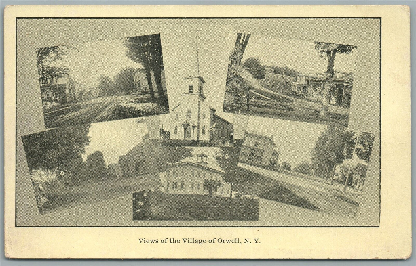 ORWELL NY VIEW OF THE VILLAGE ANTIQUE POSTCARD