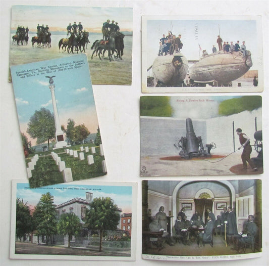 lot of 6 ANTIQUE MILITARY THEME POSTCARDS