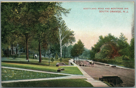 SOUTH ORANGE NJ SCOTTLAND ROAD AND MONTROSE AVENUE ANTIQUE POSTCARD