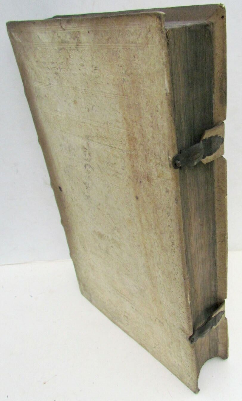 1693 BLIND-STAMPED PIGSKIN OVER WOODEN BOARDS FOLIO ANNALES ECCLESIASTICI