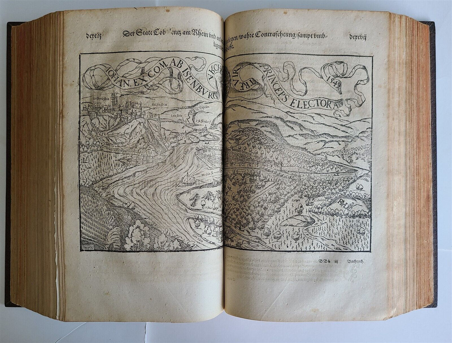 1578 COSMOGRAPHY by Sebastian Munster antique RARE ILLUSTRATED w/ MAPS PIGSKIN