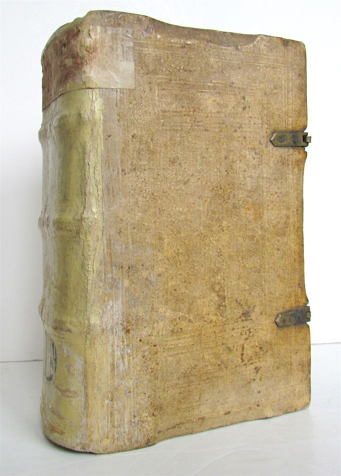 1597 NATURAL & ART HISTORY FOR CLERGY antique PIGSKIN BINDING 16th CENTURY