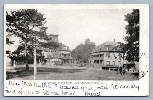 CAPE COD MA CHEQUAQUET INN & ANNEX 1906 ANTIQUE UNDIVIDED POSTCARD