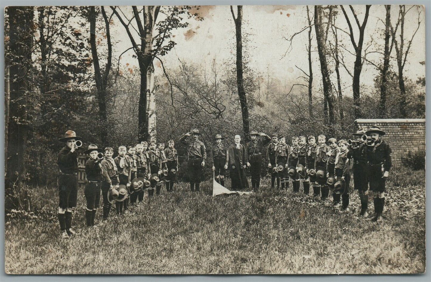 BOY SCOUTS in CAMP ANTIQUE REAL PHOTO POSTCARD RPPC