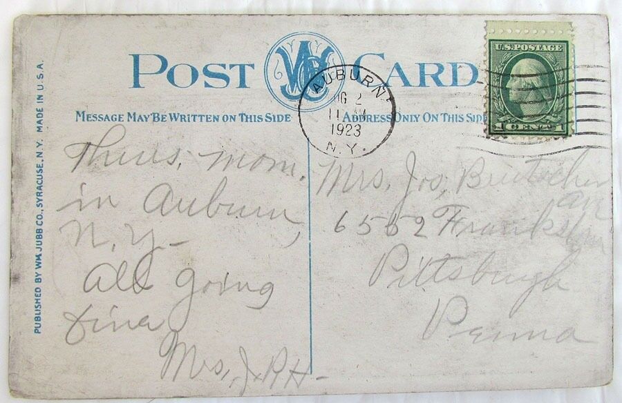 MRS. C.D. MACDOUGALLS ITALIAN GARDEN SOUTH ST. AUBURN N.Y. 1923 ANTIQUE POSTCARD