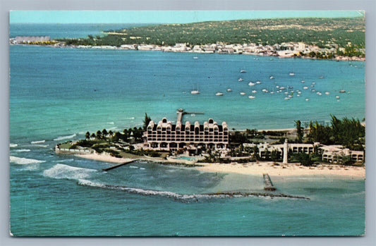 BARBADOS FT.CHARLES HILTON HOTEL ADVERTISING VINTAGE POSTCARD w/ STAMP