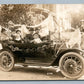 ANTIQUE AUTOMOBILE DECORATED w/ AMERICAN FLAGS REAL PHOTO POSTCARD RPPC car