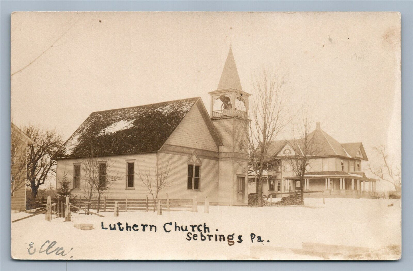 SEBRINGS PA LUTHERAN CHURCH ANTIQUE REAL PHOTO POSTCARD RPPC