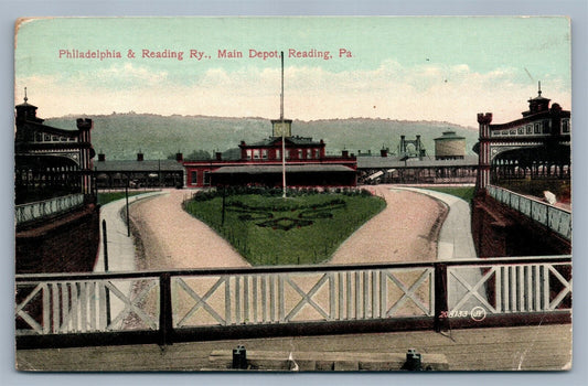 READING PA MAIN DEPOT ANTIQUE POSTCARD RAILROAD RAILWAY TRAIN STATION