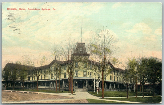 CAMBRIDGE SPRINGS PA RIVERSIDE HOTEL ANTIQUE POSTCARD