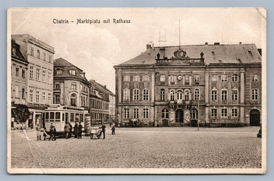 CUSTRIN GERMANY MARKTPLATZ MIT RATHAUS ANTIQUE POSTCARD