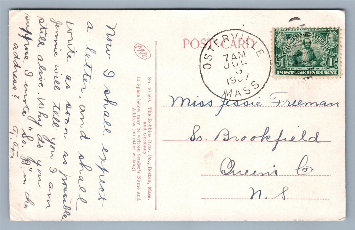 OSTERVILLE MA CROSBY HOUSE 1907 ANTIQUE POSTCARD