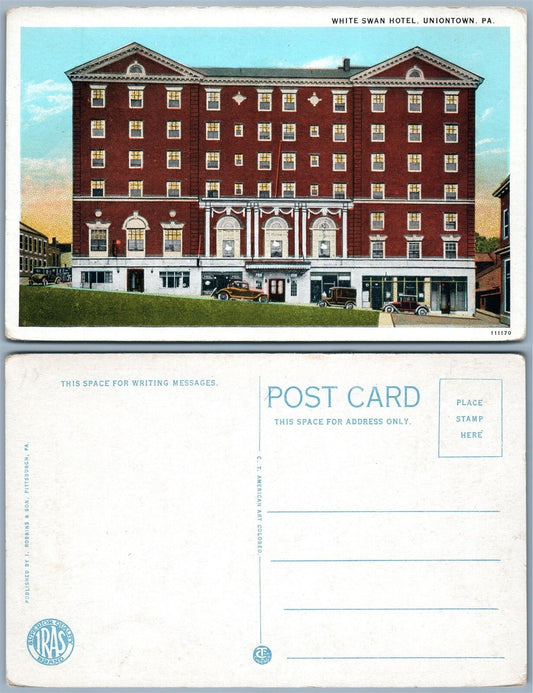 UNIONTOWN PA WHITE SWAN HOTEL ANTIQUE POSTCARD