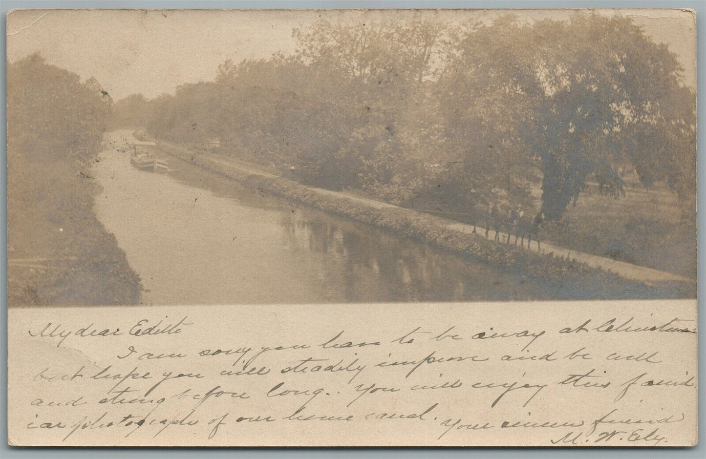 LAMBERTVILLE NJ THE CANAL ANTIQUE REAL PHOTO POSTCARD RPPC