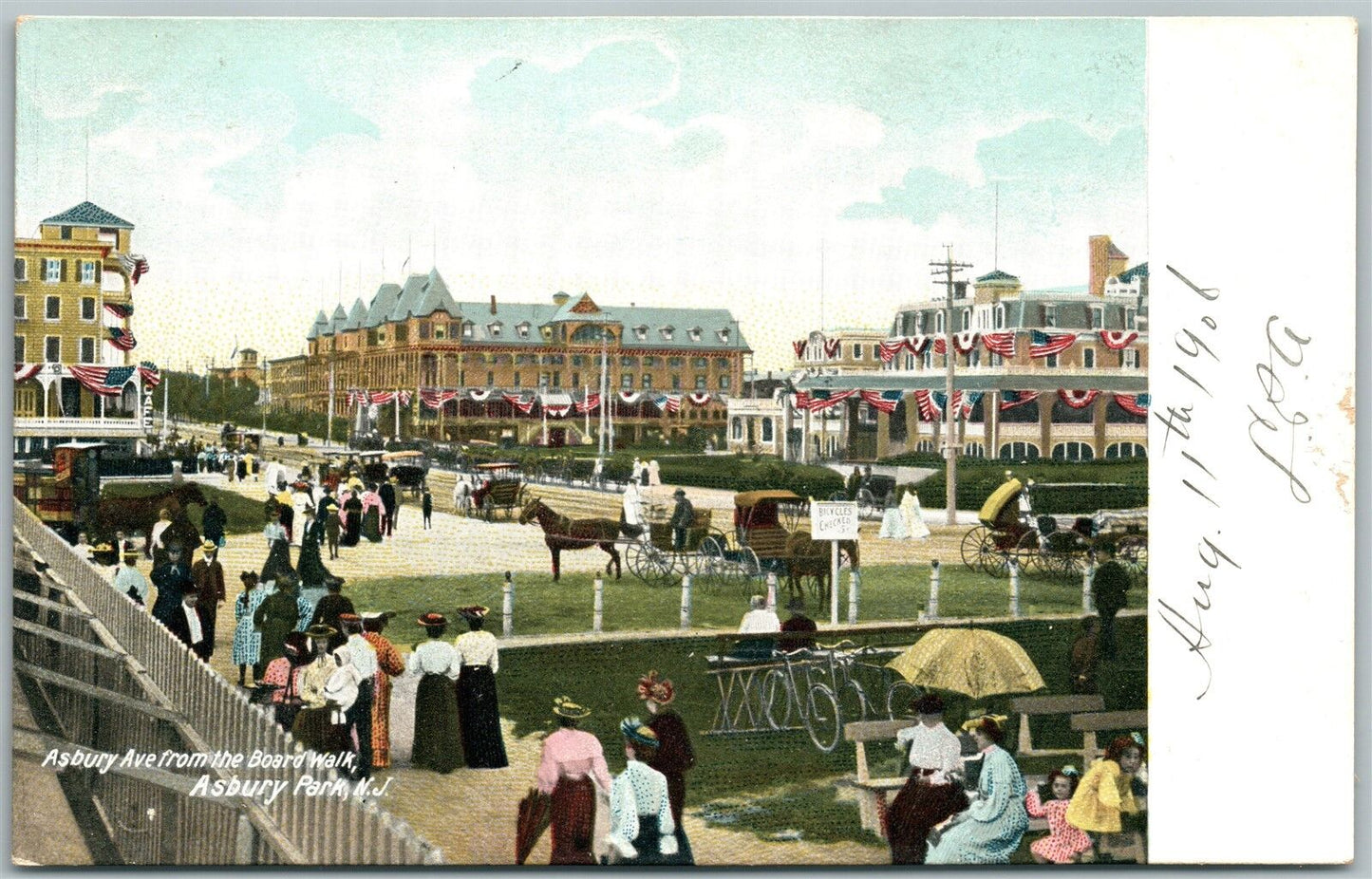 ASBURY PARK NJ FROM BOARDWALK UNDIVIDED ANTIQUE POSTCARD