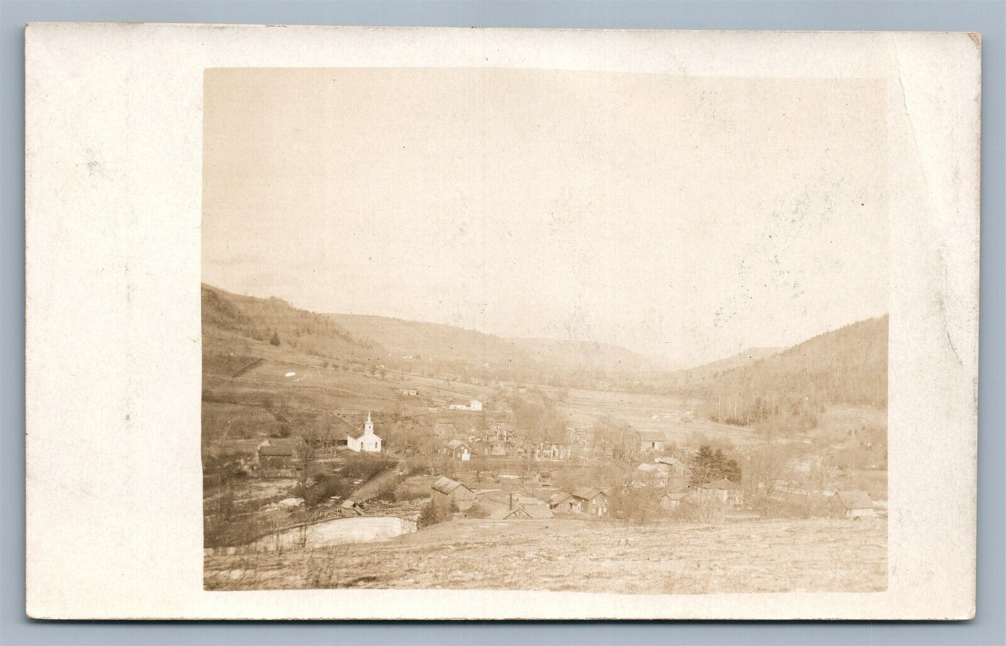 FRANKLIN FORKS PA BIRD'S EYE VIEW ANTIQUE REAL PHOTO POSTCARD RPPC