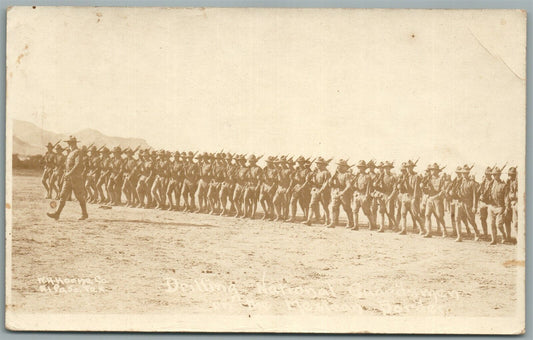 MEXICAN WAR AMERICAN NATIONAL GUARDS DRILL ANTIQUE REAL PHOTO POSTCARD RPPC