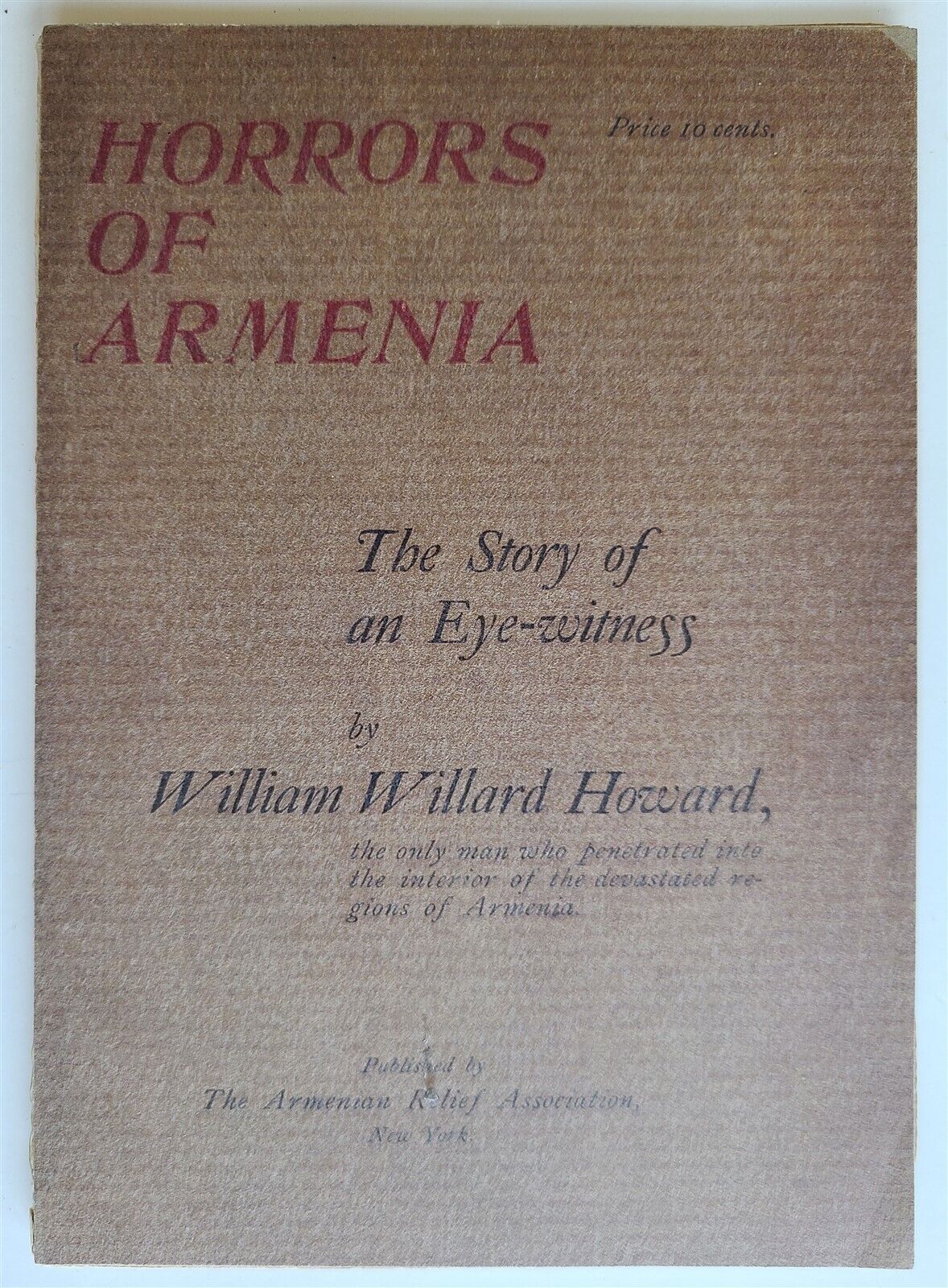 1896 HORRORS of ARMENIA EYE-WITNESS STORY WILLIAM HOWARD antique SCARCE BOOKLET