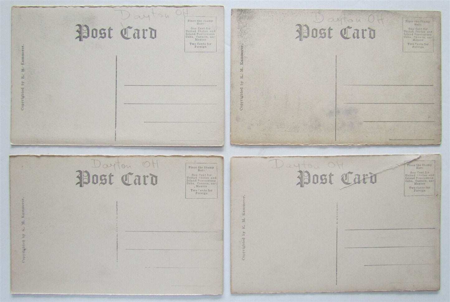 DAYTON OH FLOOD lot of 4 ANTIQUE POSTCARDS