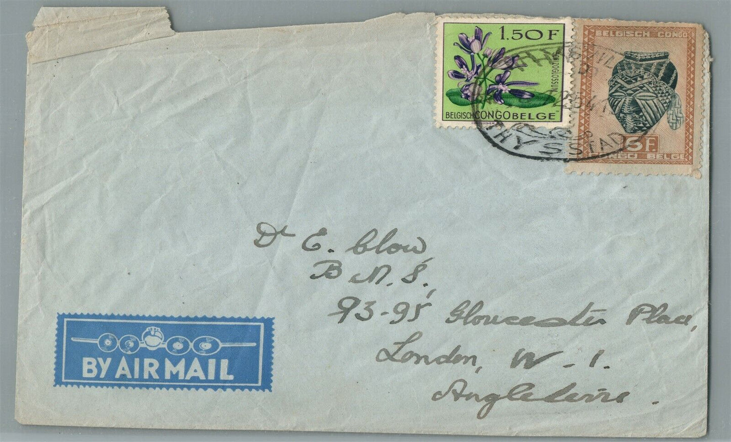 BELGIAN CONGO to LONDON ENGLAND 1941 VINTAGE COVER