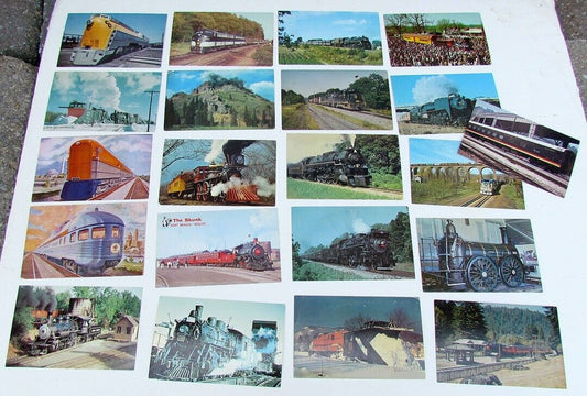 LOT OF 21 VINTAGE POSTCARDS train railway railroad