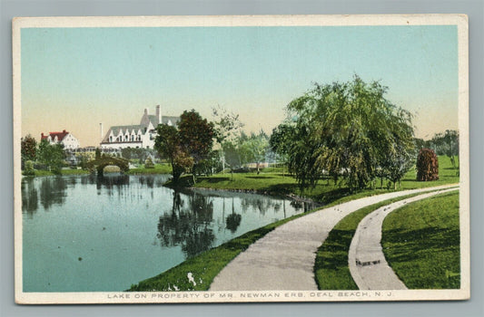 DEAL BEACH NJ MR. NEWMAN ERB PROPERTY LAKE ANTIQUE POSTCARD