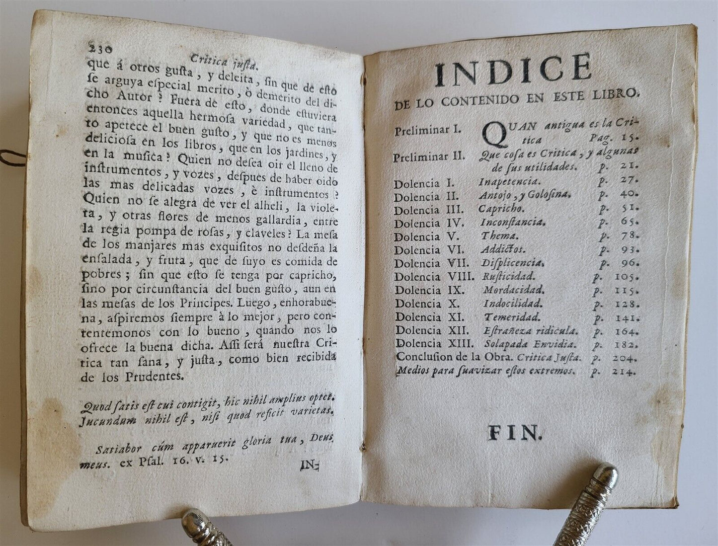 1760 DOLENCIAS DE LA CRITICA by Antonio Codorniu antique in SPANISH