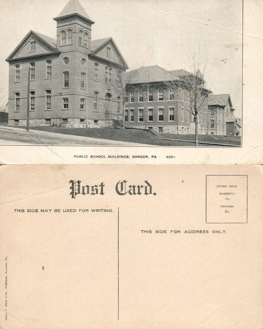BANGOR PA PUBLIC SCHOOL ANTIQUE POSTCARD