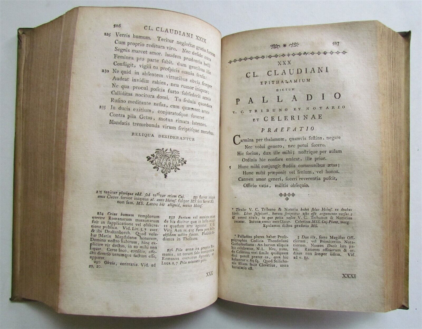 1759 ANCIENT POETRY by CLAUDIAN VELLUM BOUND antique