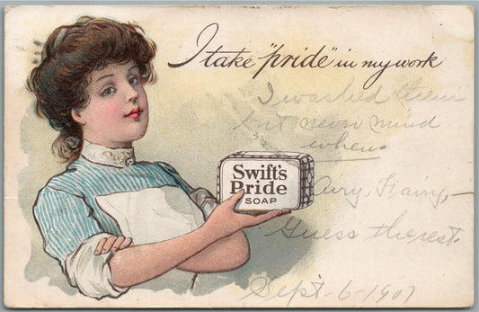 SWIFT'S PRIDE SOAP ADVERTISING ANTIQUE POSTCARD