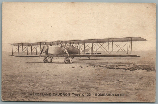 FRENCH BIPLANE CAUDRON BOMBARDEMENT WWI ERA ANTIQUE POSTCARD