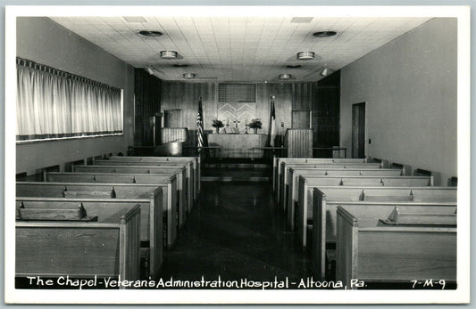 ALTOONA PA VETERAN'S ADM. HOSPITAL CHAPEL VINTAGE REAL PHOTO POSTCARD RPPC