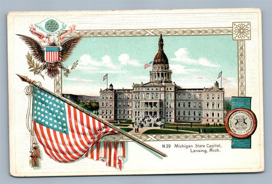 LANSING MI MICHIGAN STATE CAPITOL ANTIQUE POSTCARD by LANGSDORF & CO.