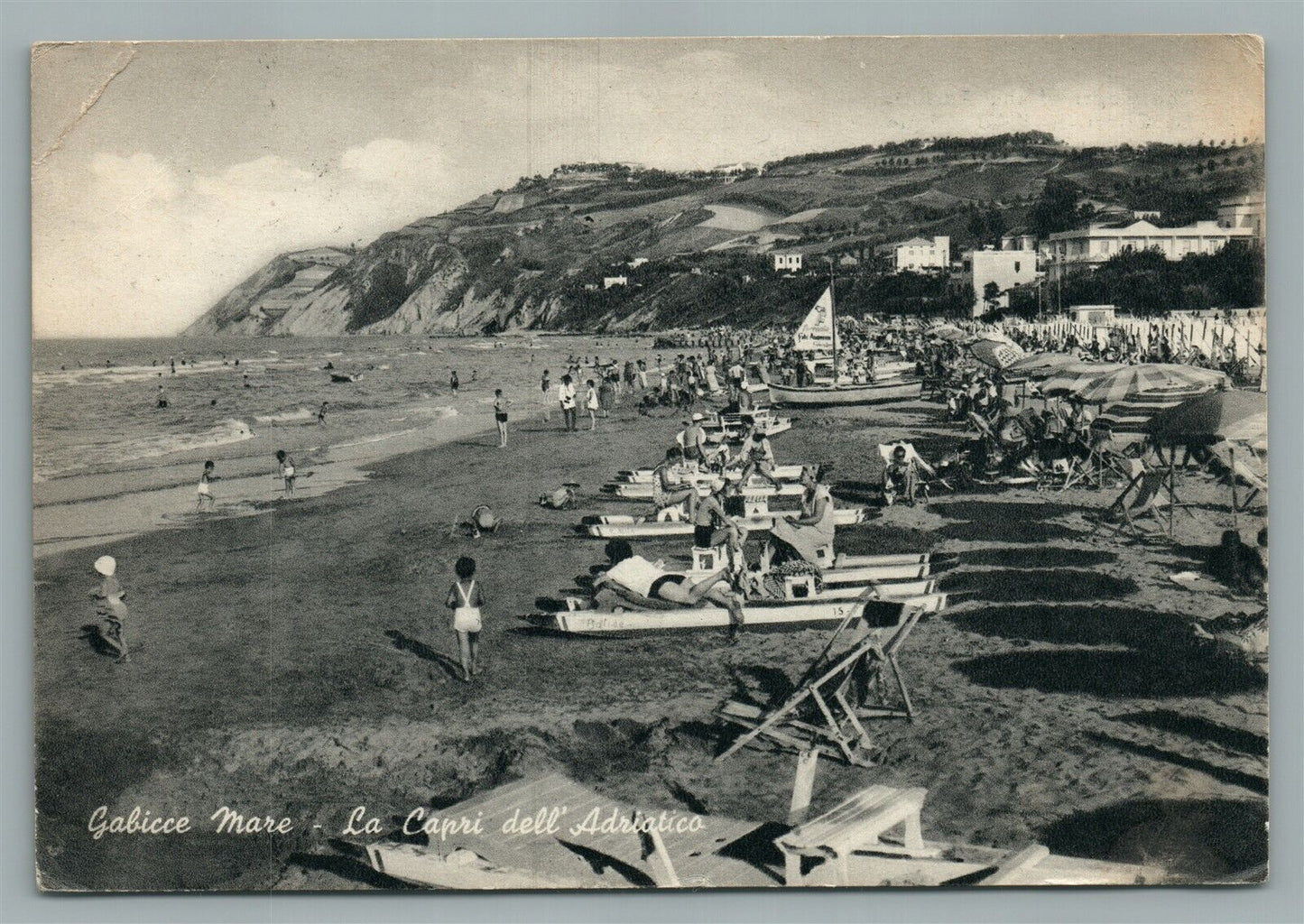 ITALY GABICCE MARE THE CAPRI OF THE ADRIATIC ANTIQUE POSTCARD w/ STAMP