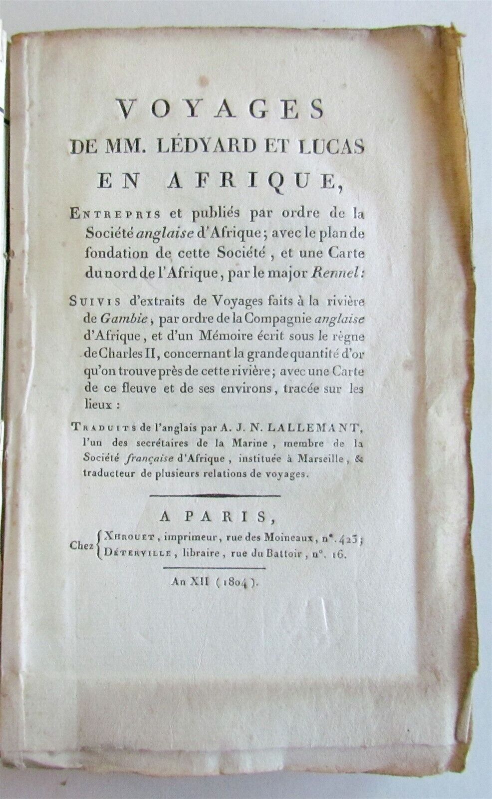 1804 TRAVELS of Ledyard & Lucas in Africa antique w/ MAPS Voyages de MM. Lédyard